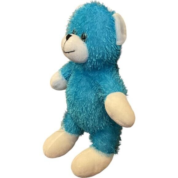 Blue & White Fuzzy Eyelash Plush Stuffed Teddy Bear - Picture 2 of 6